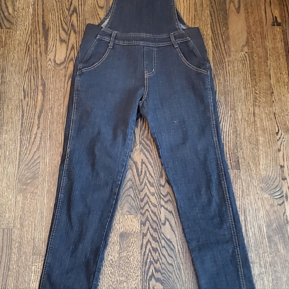Dark Strtch Denim Overalls with Clear Gemlike Bottons sz 5/6 - Picture 2 of 13